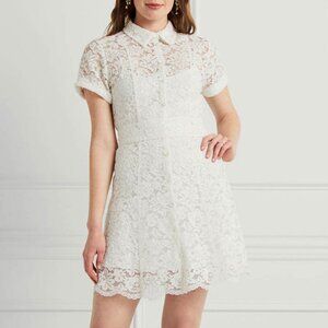 New Hill House Laura Lace Mini Shirtdress White Small $265